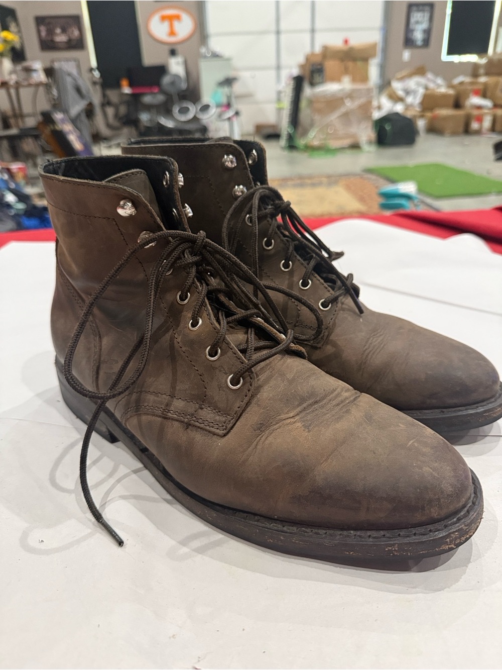 Thursday Boot Company Dark Brown Leather Lace-Up Work Boots